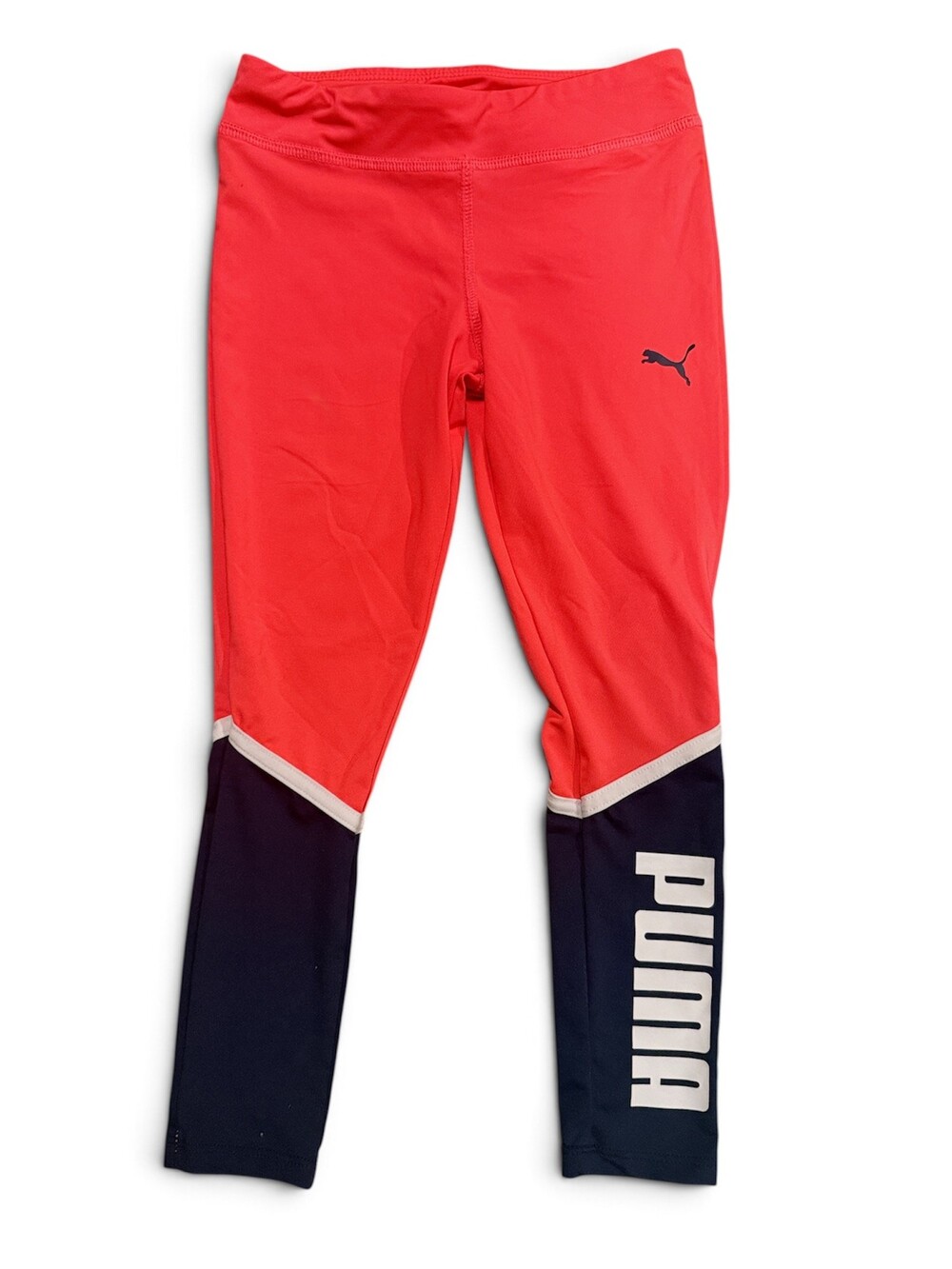 Puma girls Leggings Size 5 Red Navy Polyester Spandex Athletic Pants